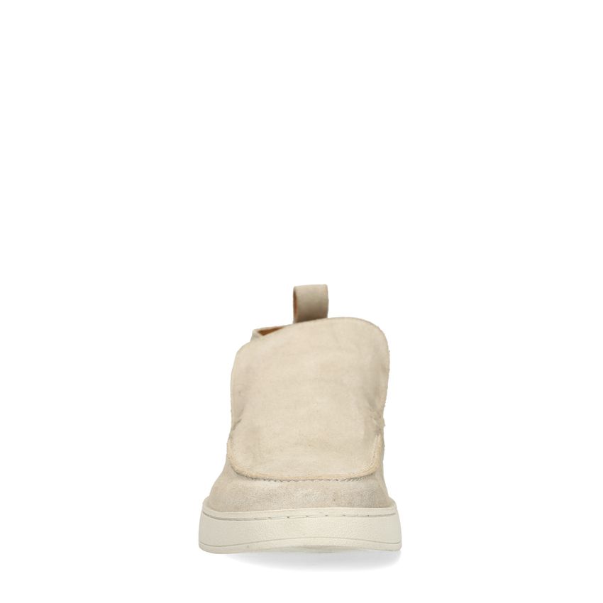 Beigefarbene Veloursleder-Boots