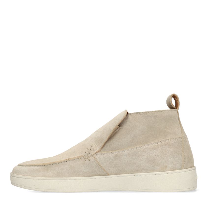 Beigefarbene Veloursleder-Boots