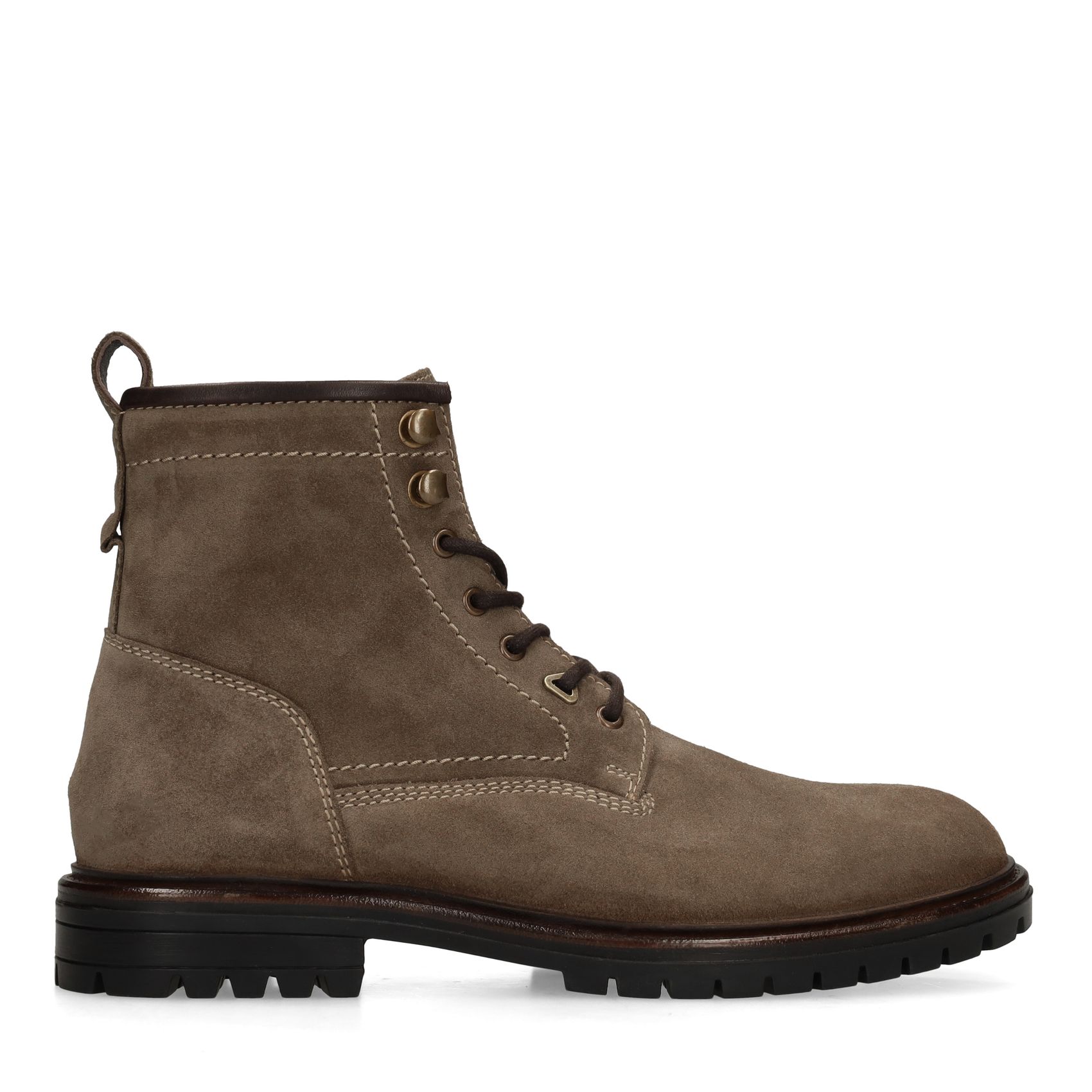 Taupefarbene Schnürboots aus Veloursleder