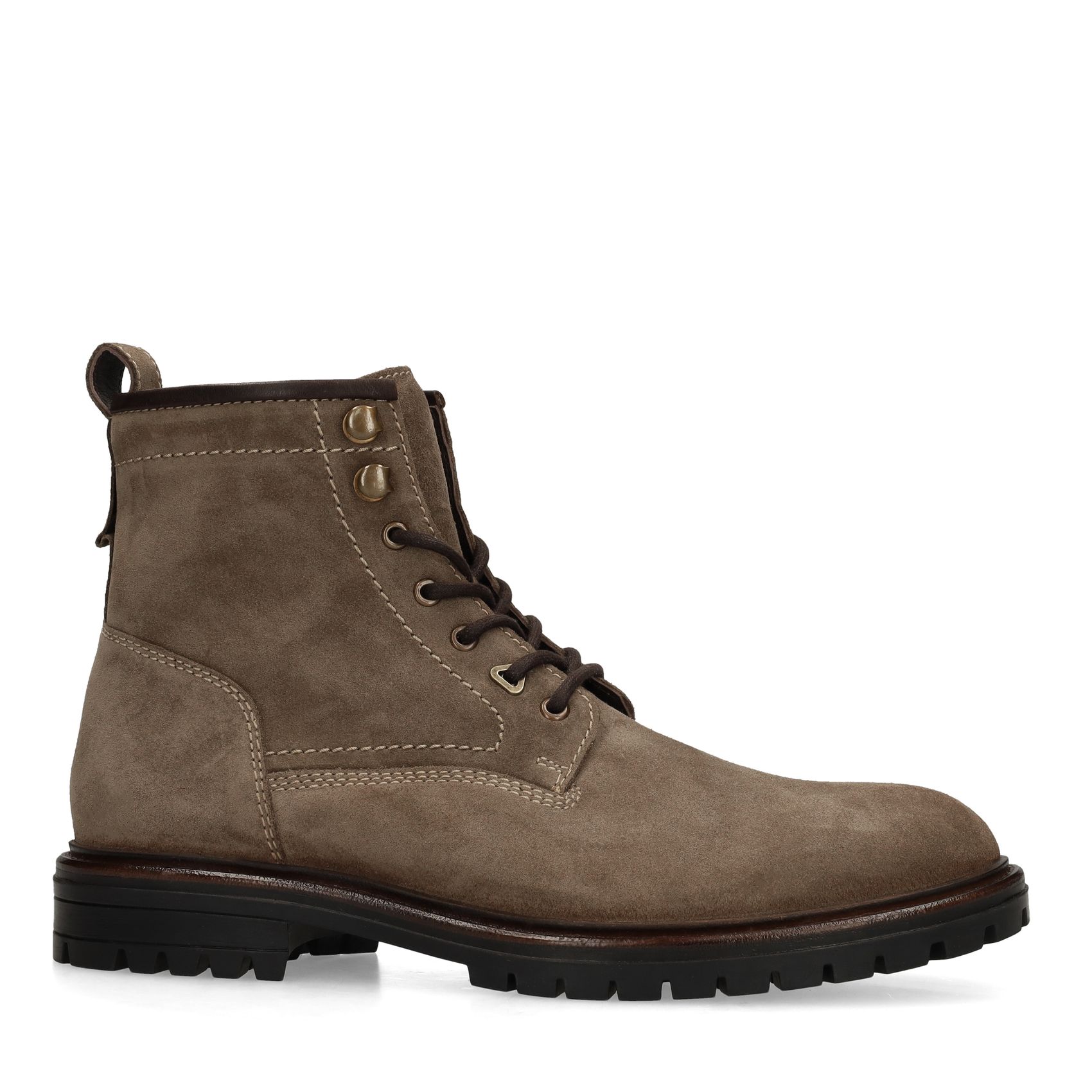 Taupefarbene Schnürboots aus Veloursleder