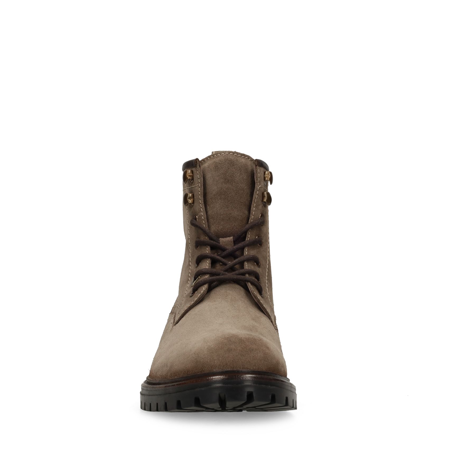 Taupefarbene Schnürboots aus Veloursleder