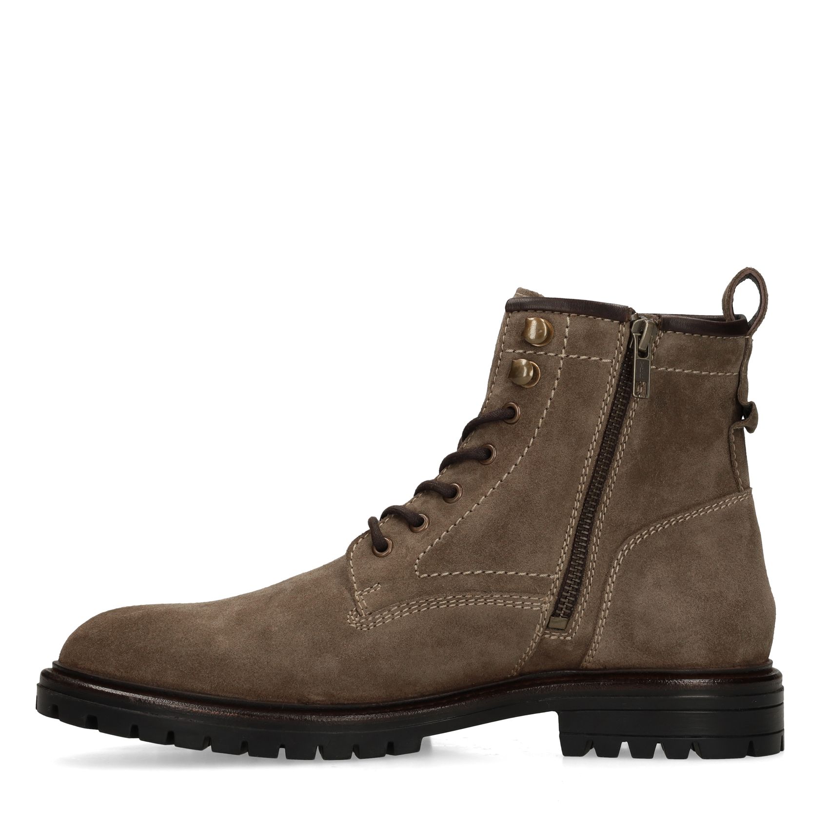 Taupefarbene Schnürboots aus Veloursleder