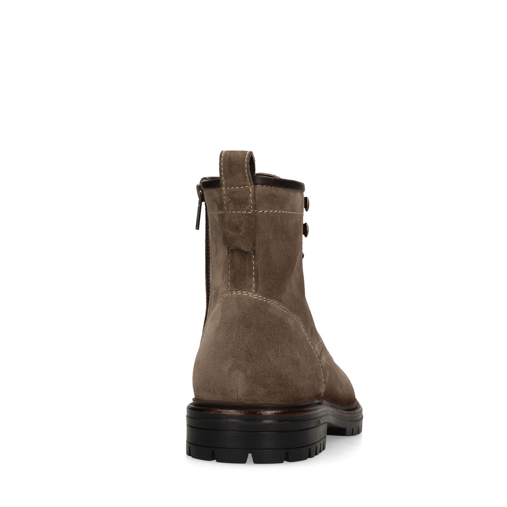 Taupefarbene Schnürboots aus Veloursleder