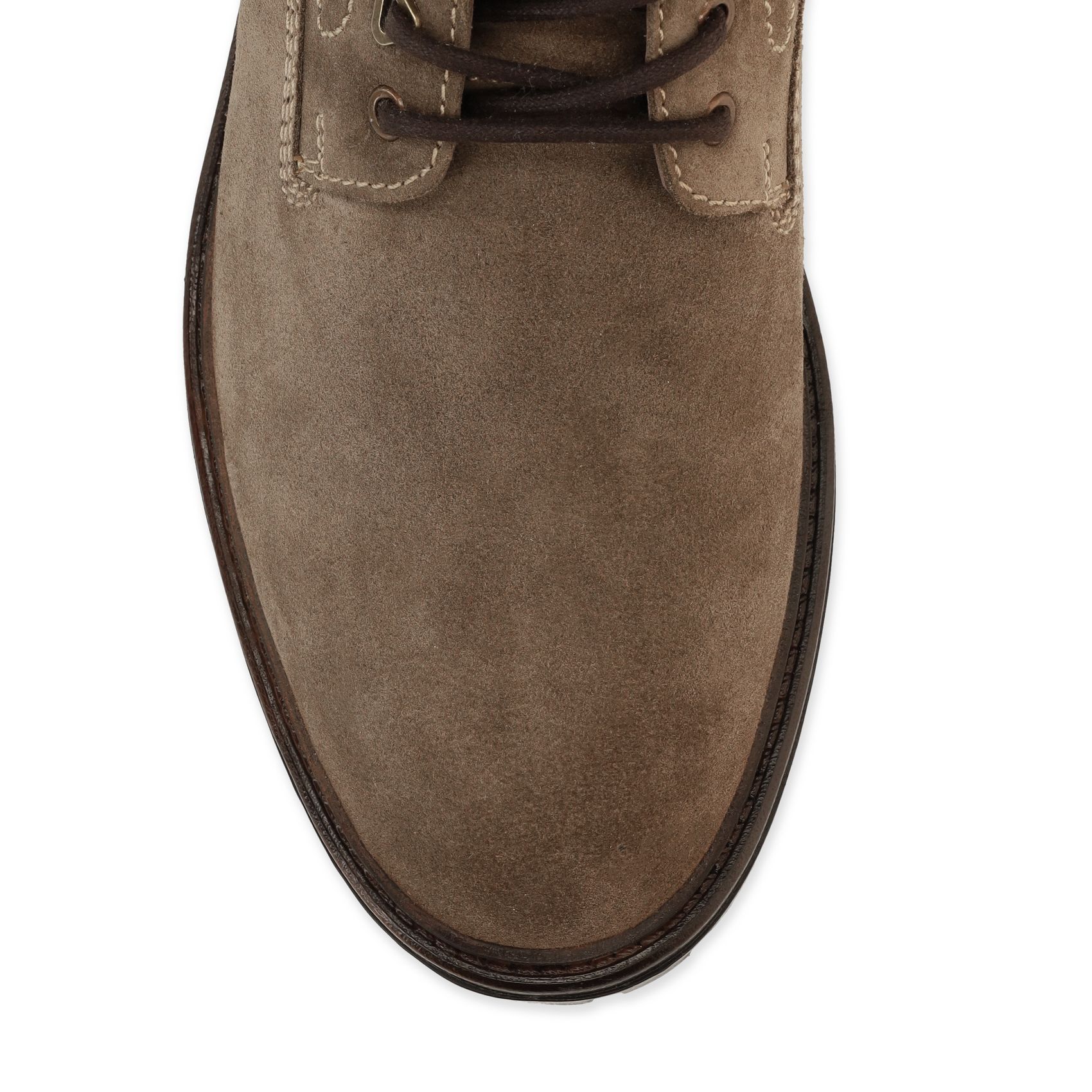 Taupefarbene Schnürboots aus Veloursleder
