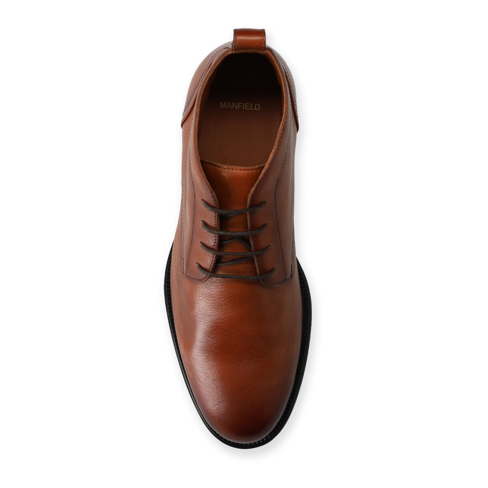 Cognac leren veterschoenen