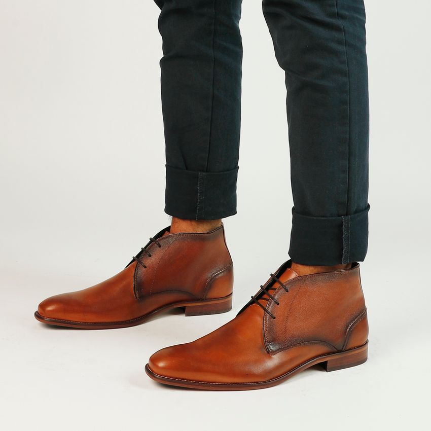 Cognac hoge veterboots