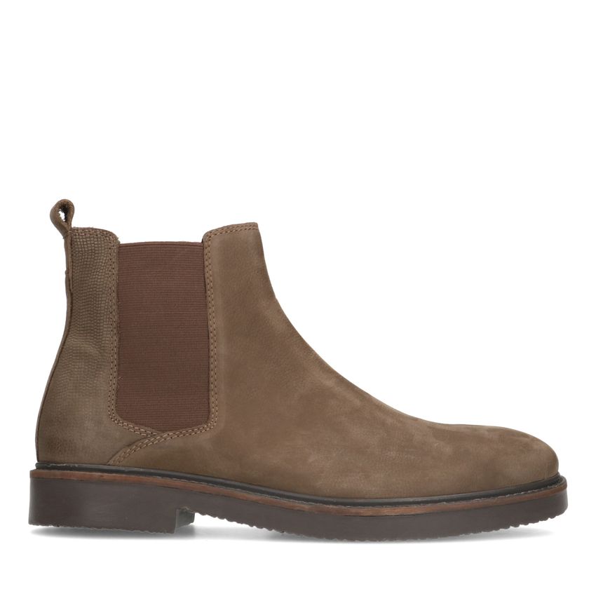 Taupefarbene Chelsea Boots aus Leder mit Reißverschluss