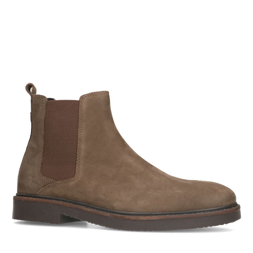 Taupefarbene Chelsea Boots aus Leder mit Reißverschluss