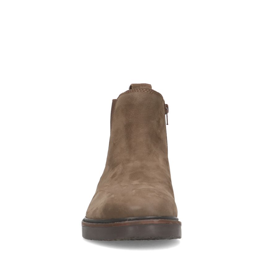 Taupefarbene Chelsea Boots aus Leder mit Reißverschluss