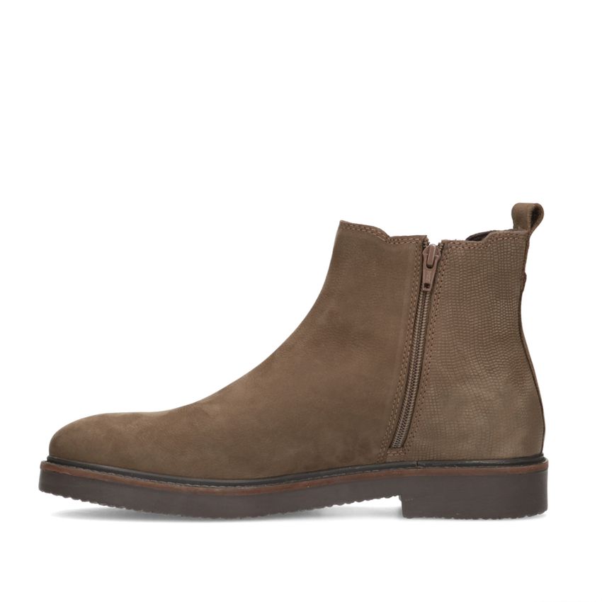 Taupefarbene Chelsea Boots aus Leder mit Reißverschluss