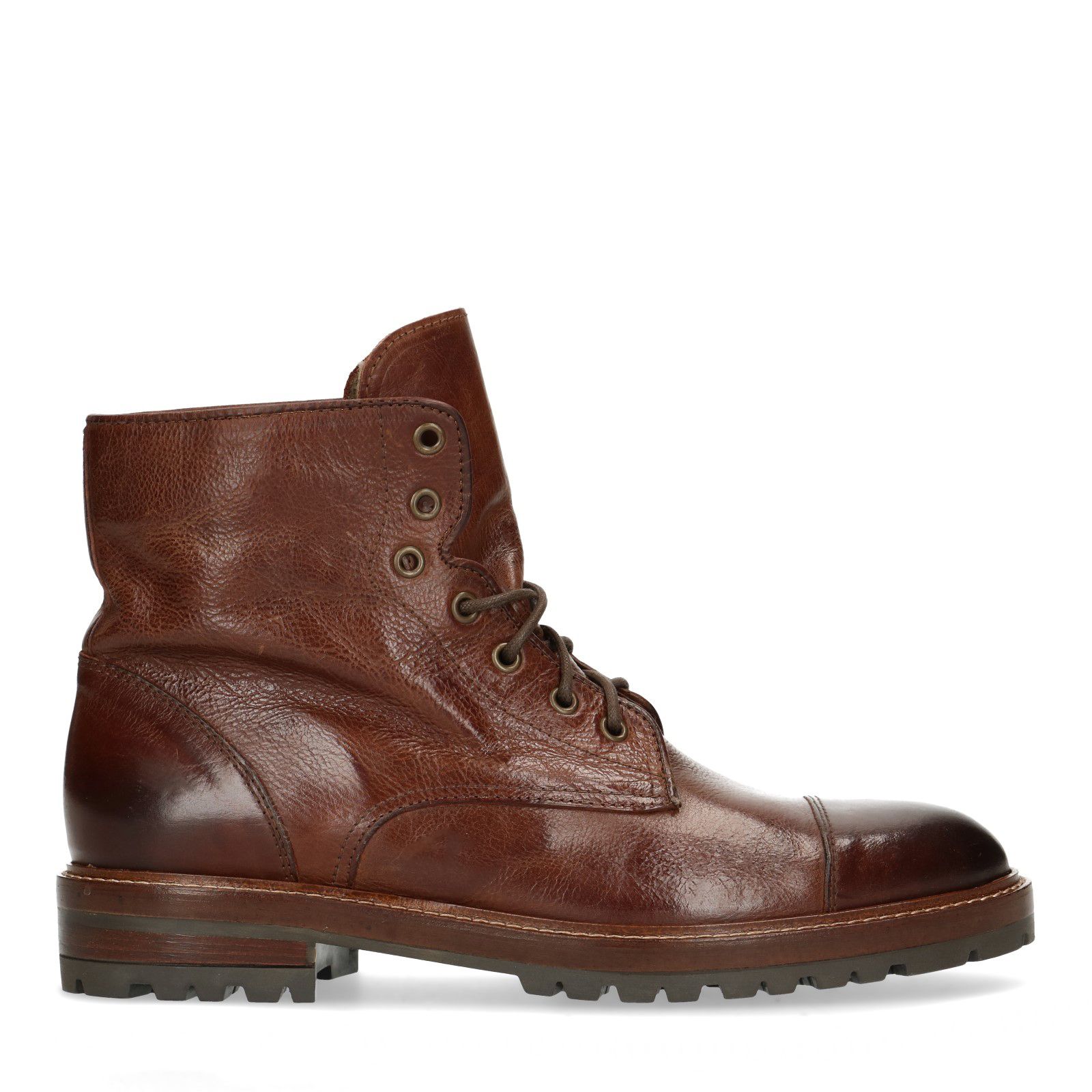 Cognac leren veterboots