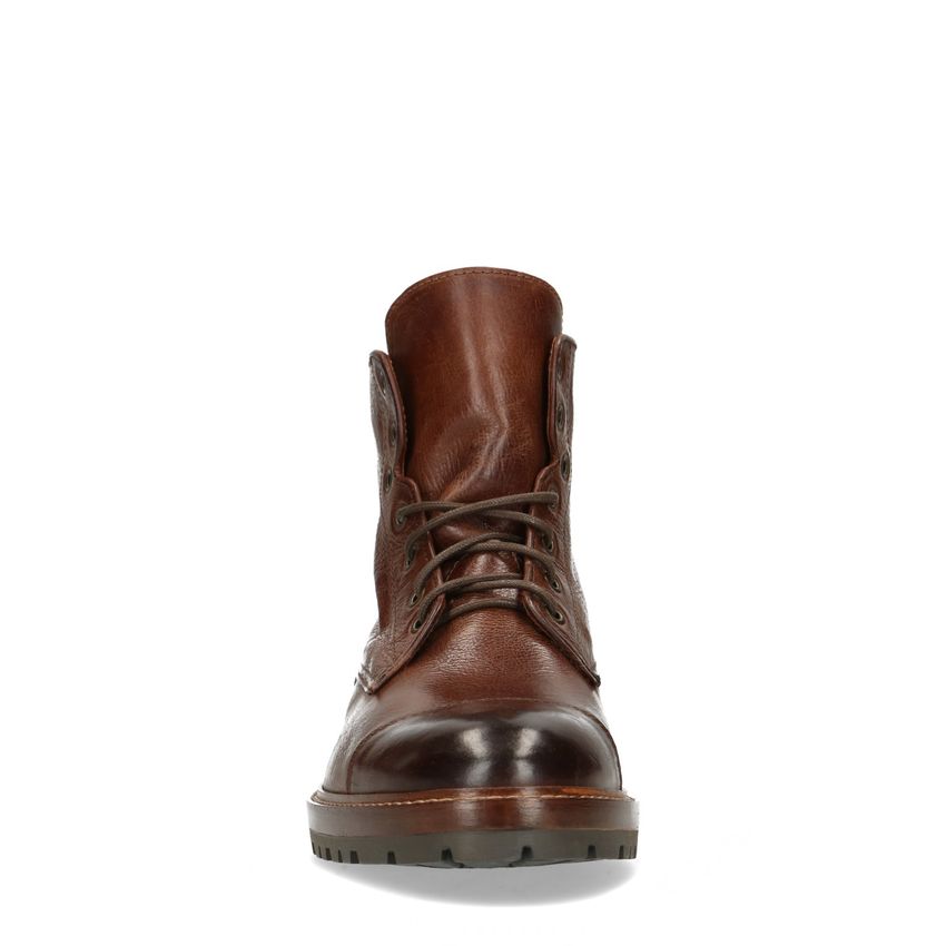 Cognac leren veterboots