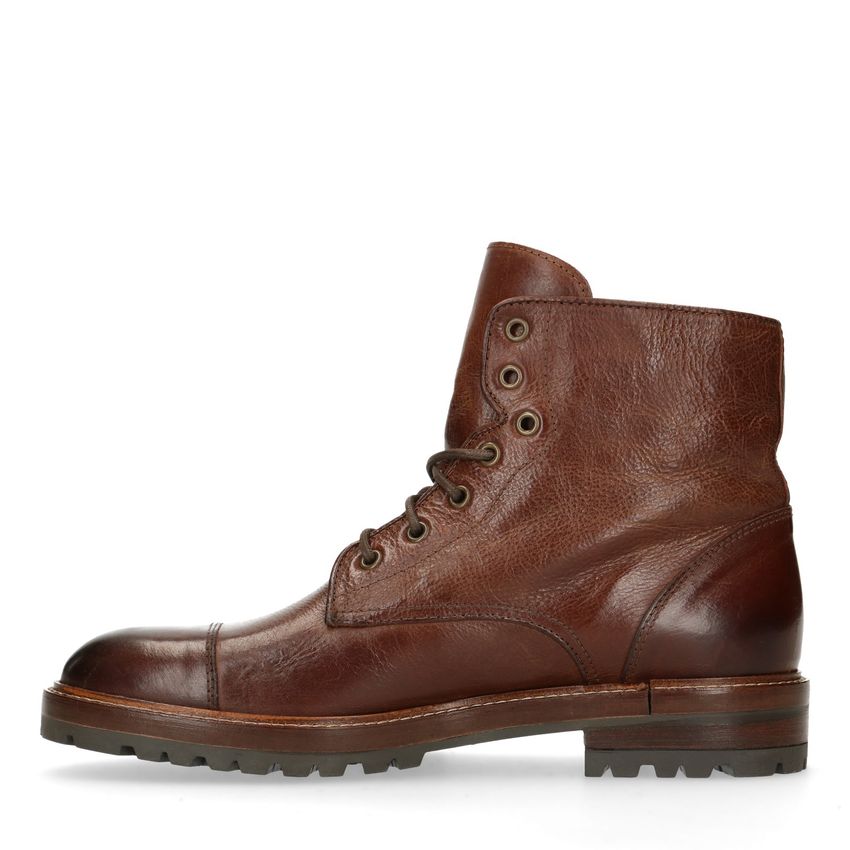 Cognac leren veterboots