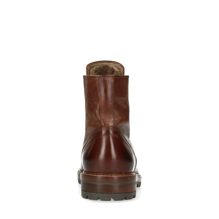 Cognac leren veterboots