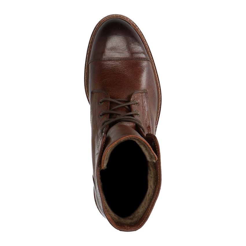 Cognac leren veterboots