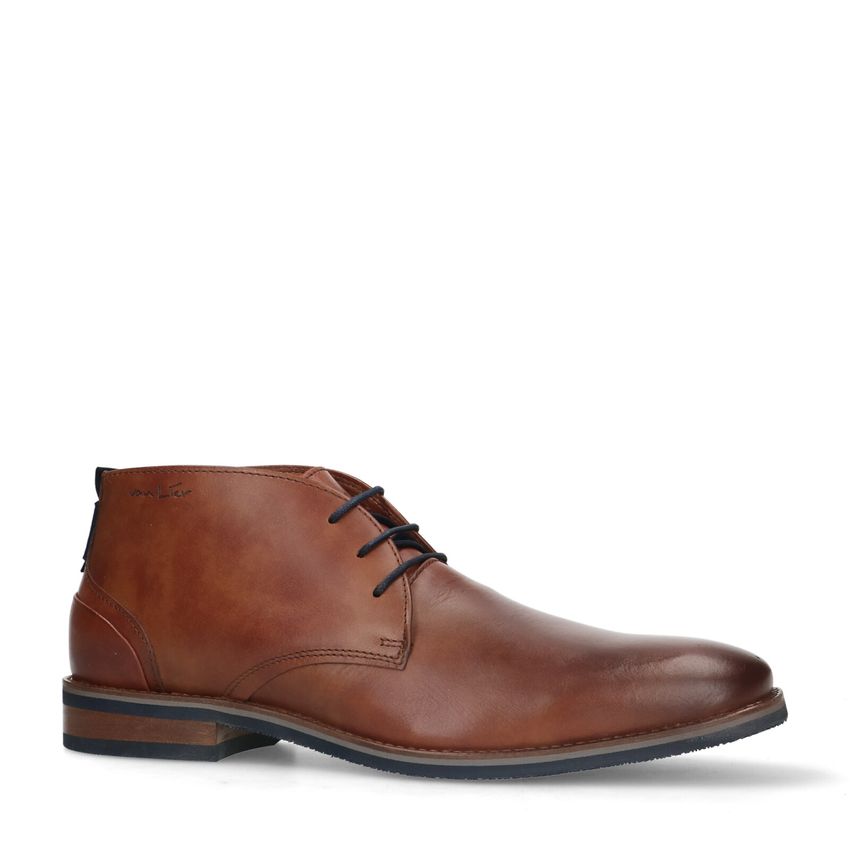 Cognac leren veterboots