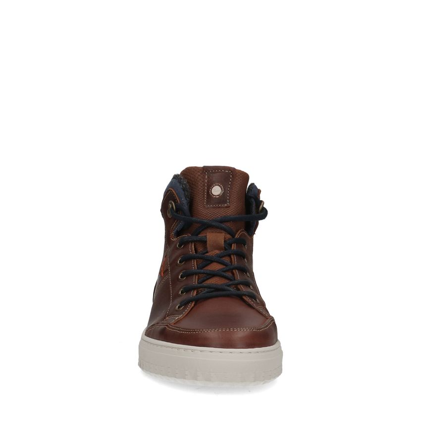 Cognac leren veterboots