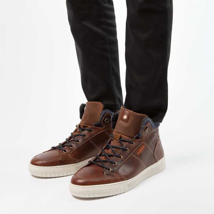 Cognac leren veterboots