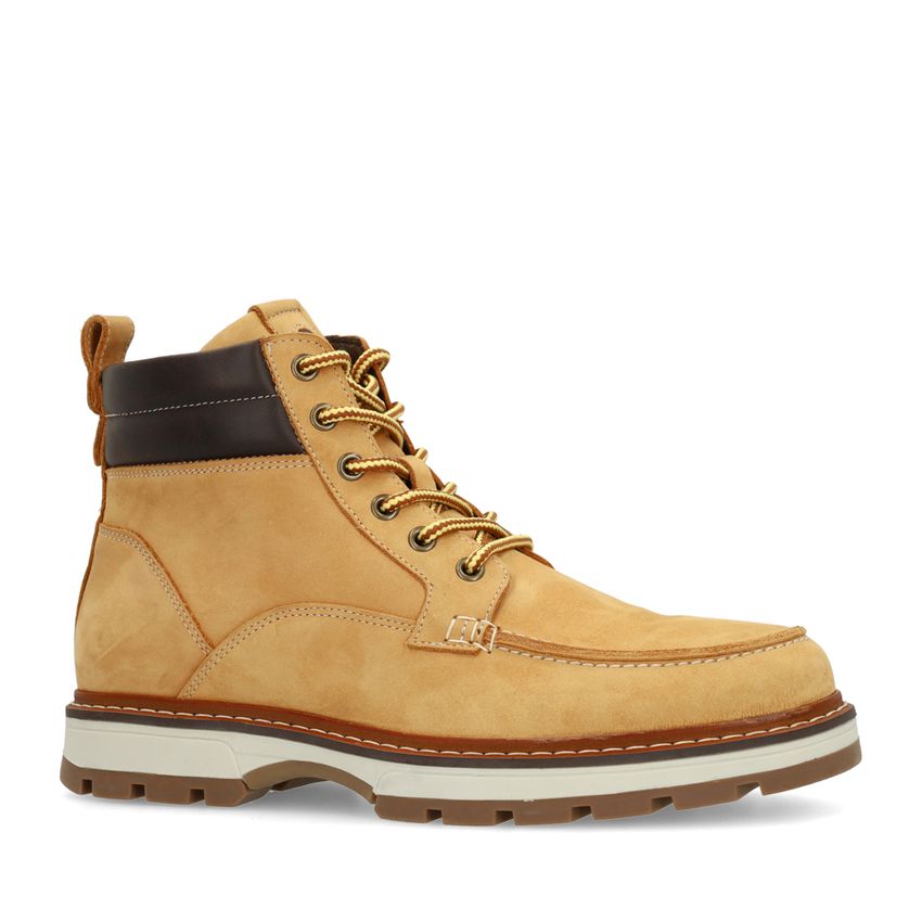 Cognacfarbene Schnürboots aus Nubukleder