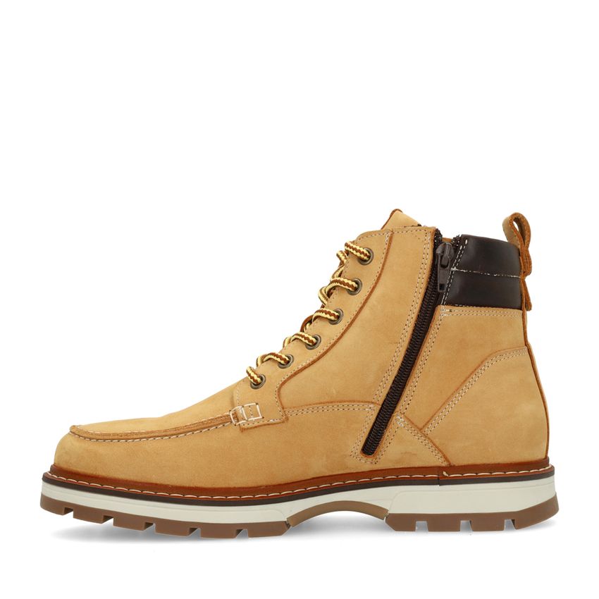 Cognac gele nubuck veterboots