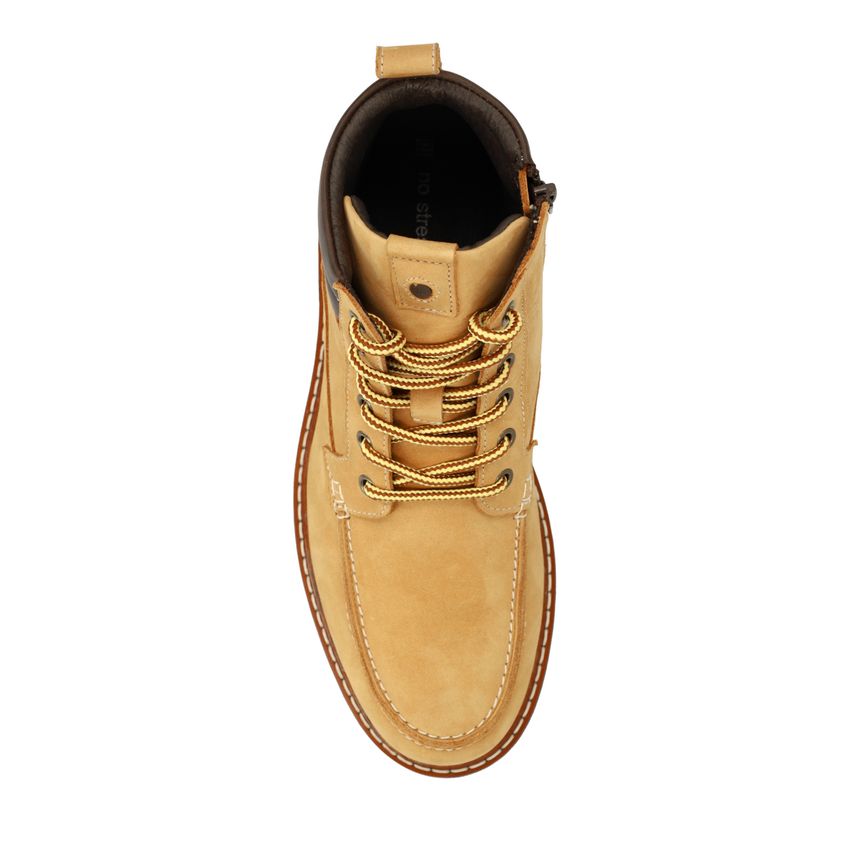 Cognac gele nubuck veterboots