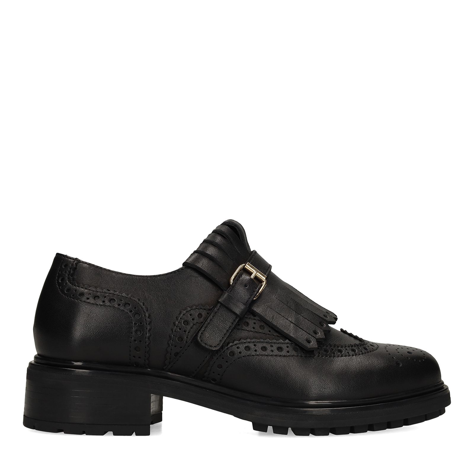 Schwarze Leder-Loafer mit Schnalle