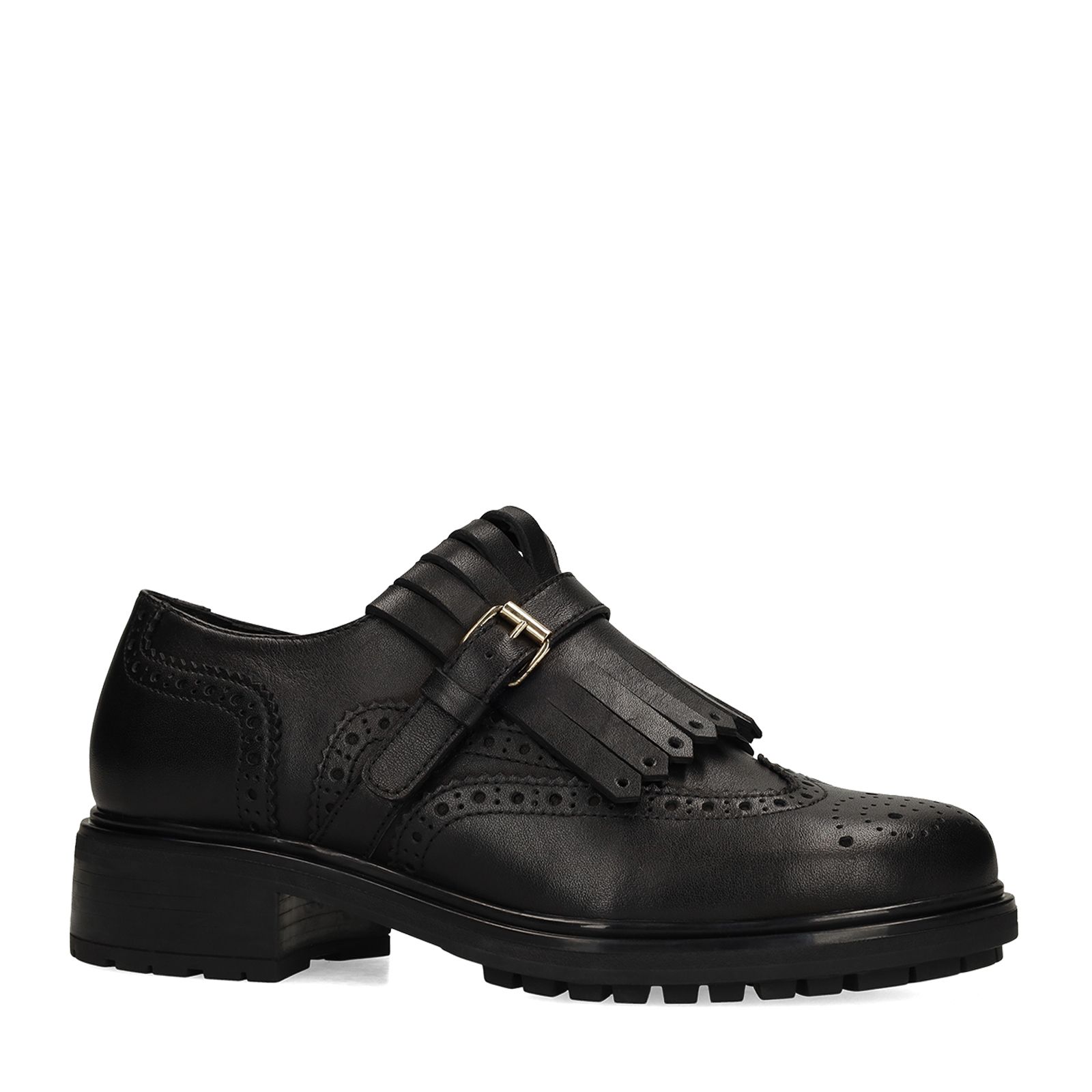Schwarze Leder-Loafer mit Schnalle
