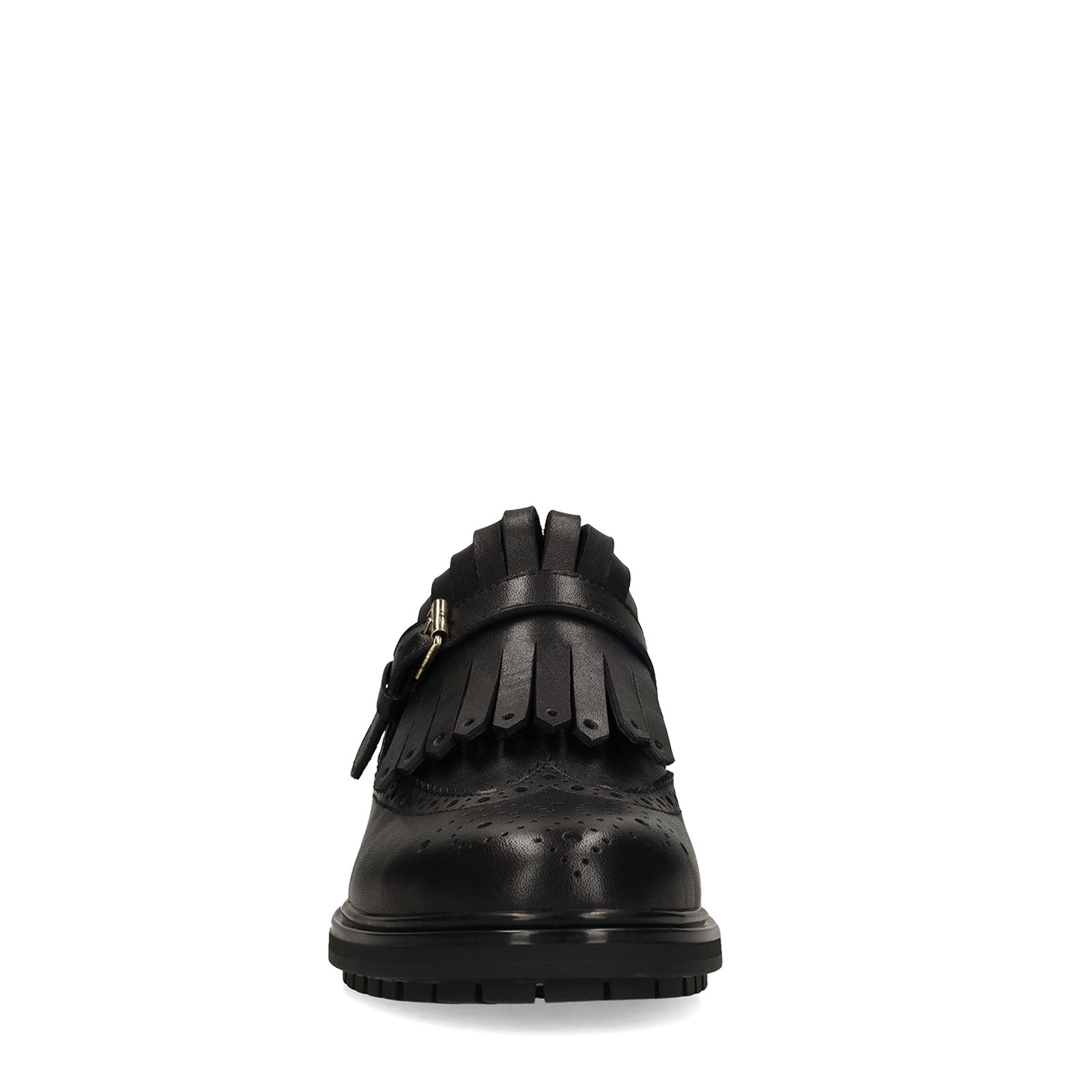 Schwarze Leder-Loafer mit Schnalle