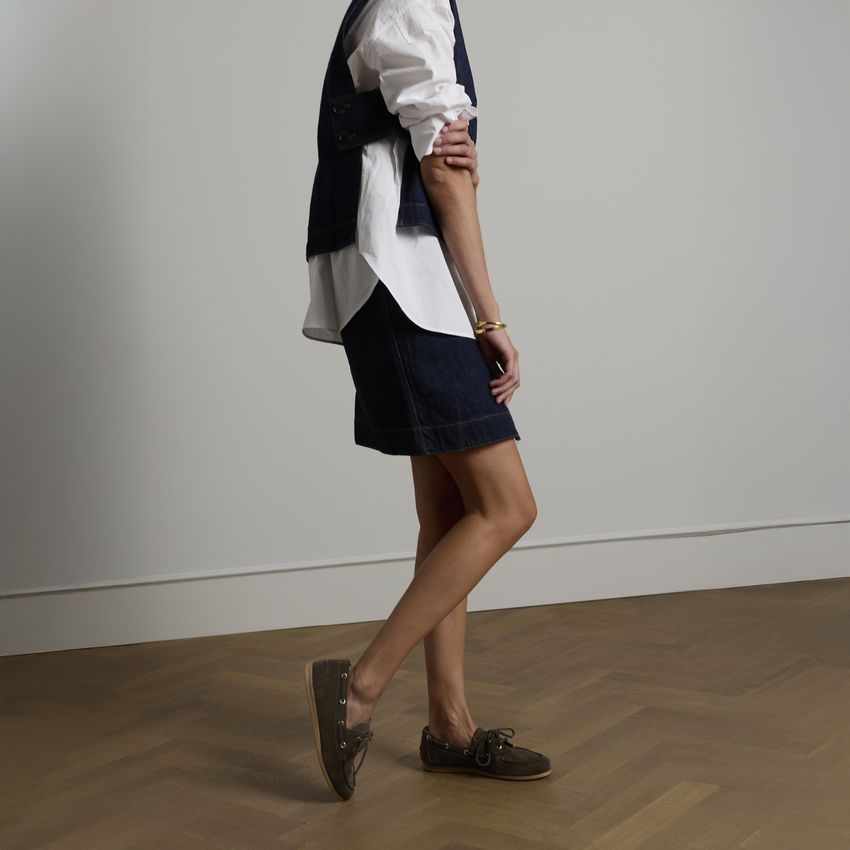 Braune Bootsschuhe aus Veloursleder