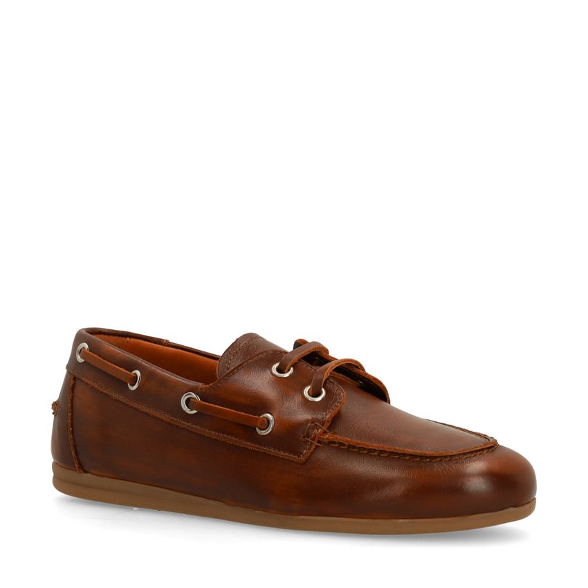 Cognac leren bootschoenen