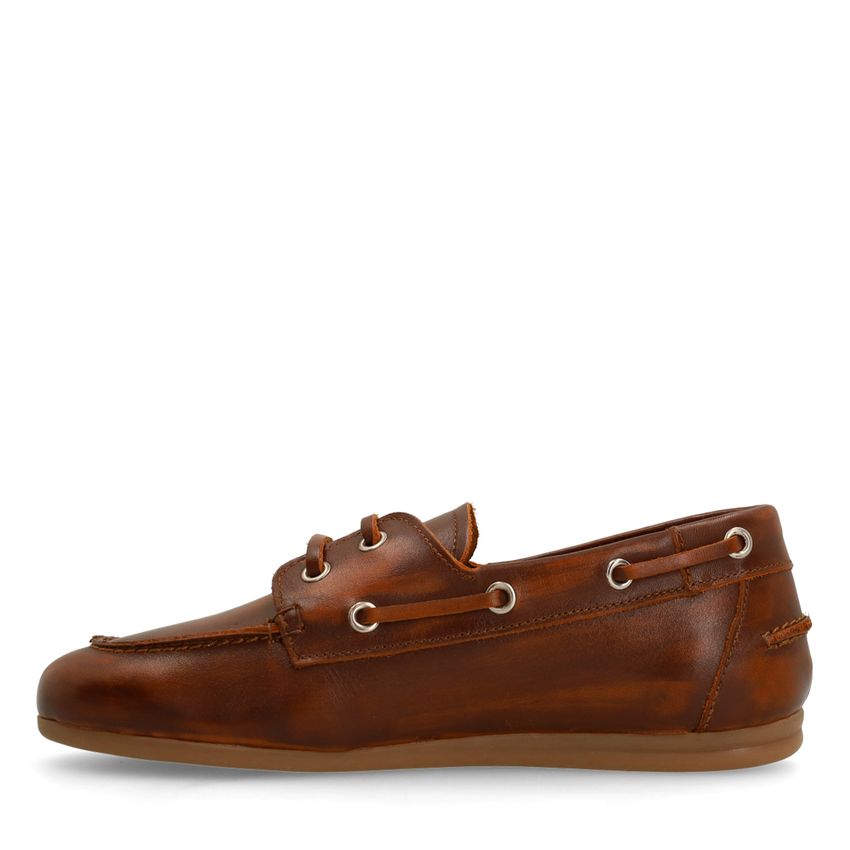 Cognac leren bootschoenen