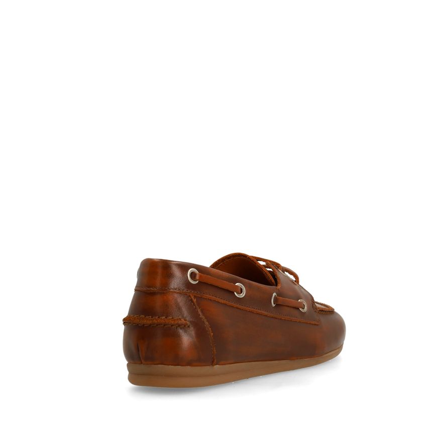 Cognac leren bootschoenen