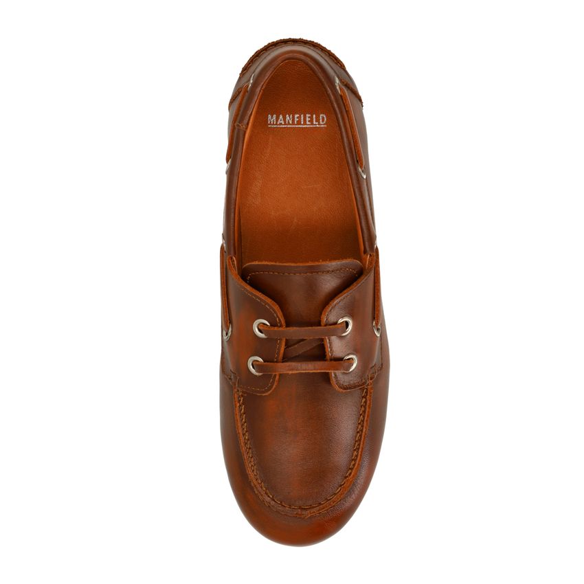 Cognac leren bootschoenen