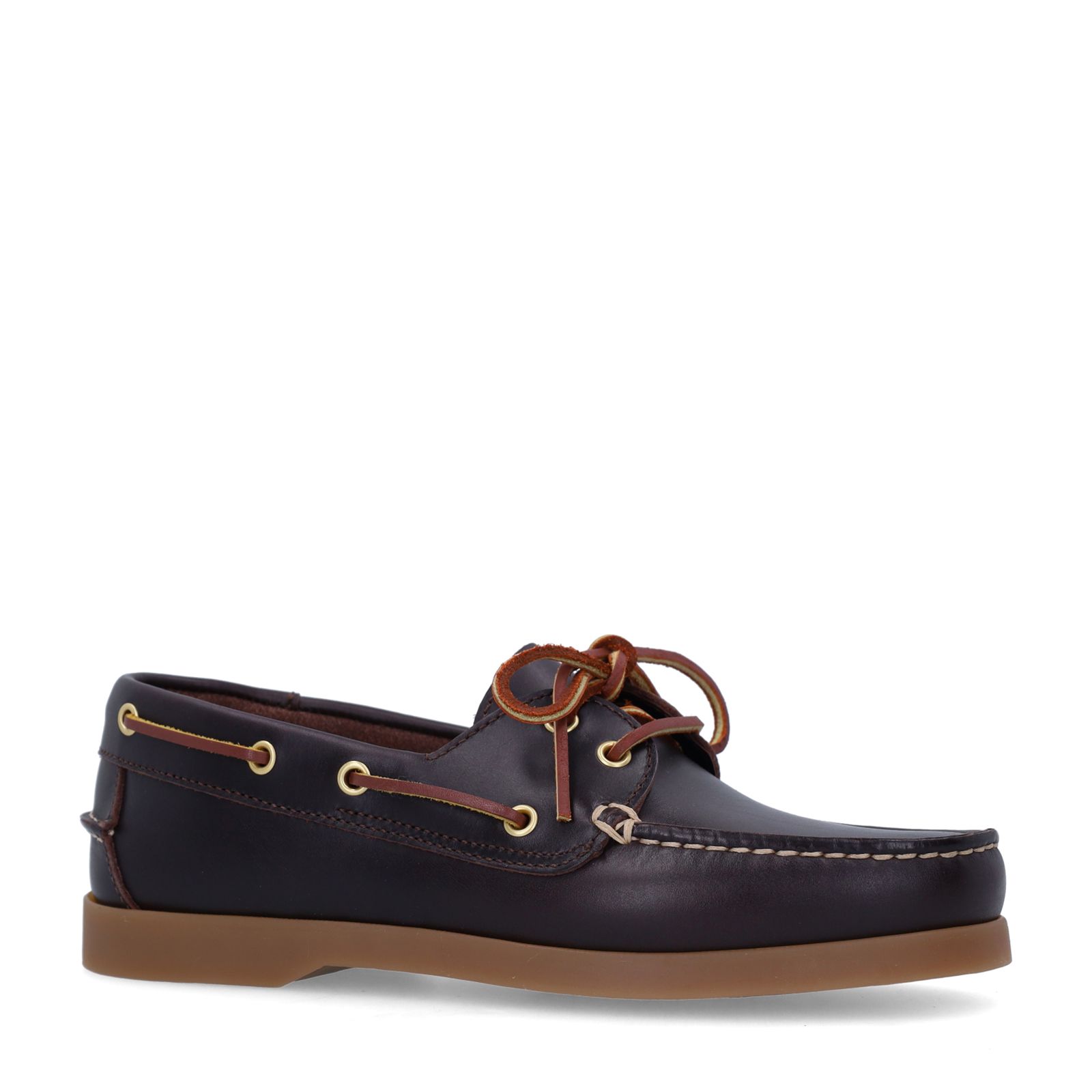 Bruine leren bootschoentjes