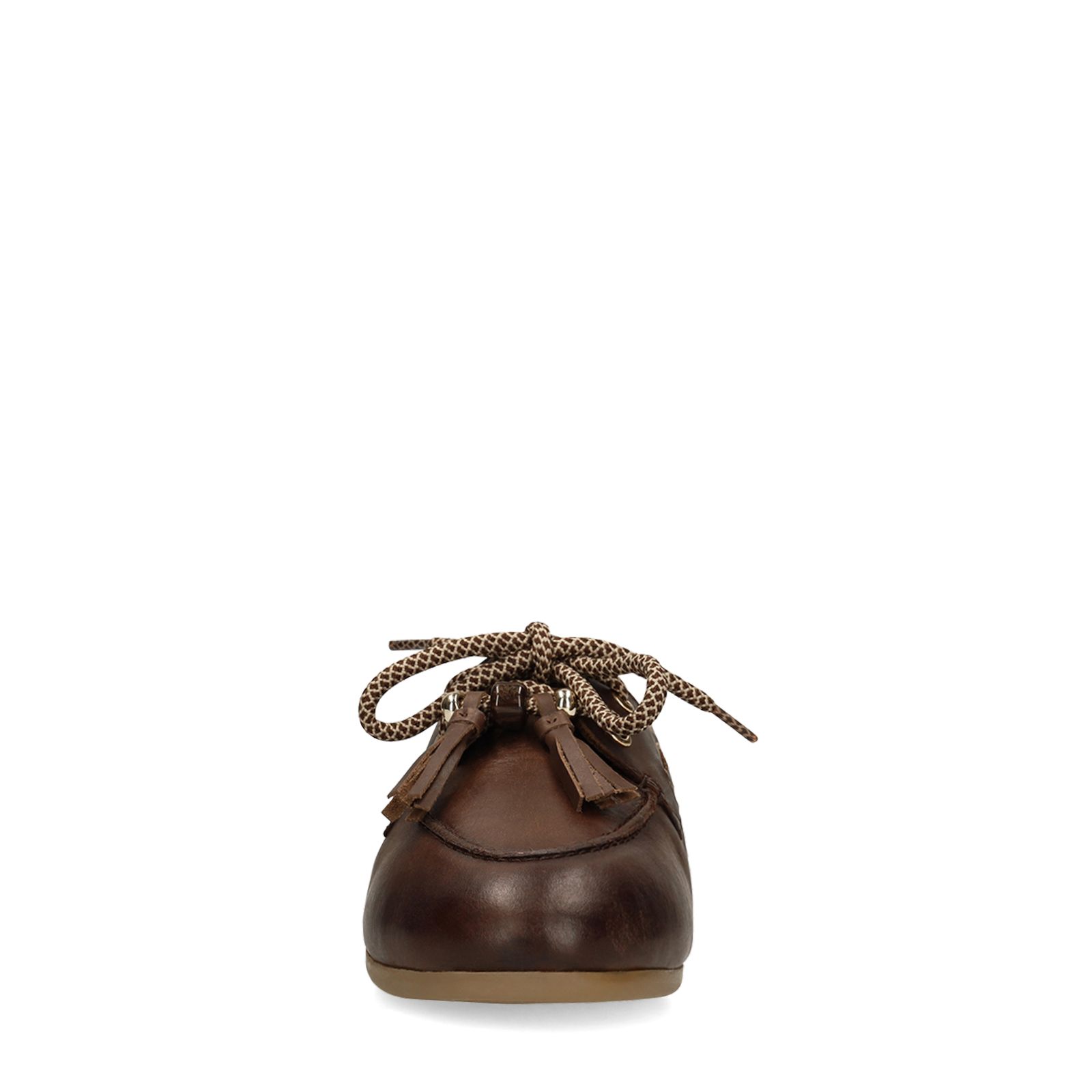 Bruine leren bootschoenen met bontvoering