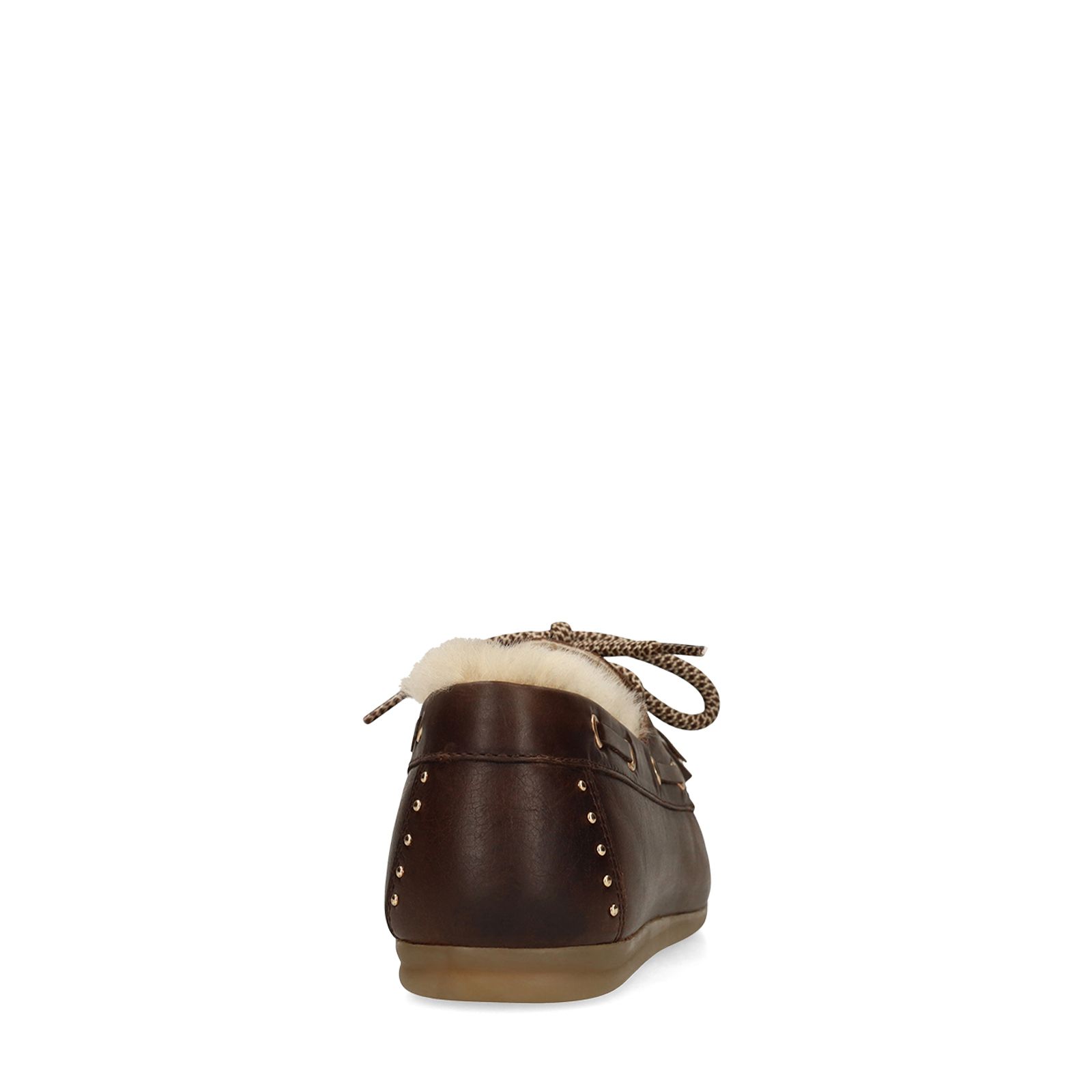Bruine leren bootschoenen met bontvoering