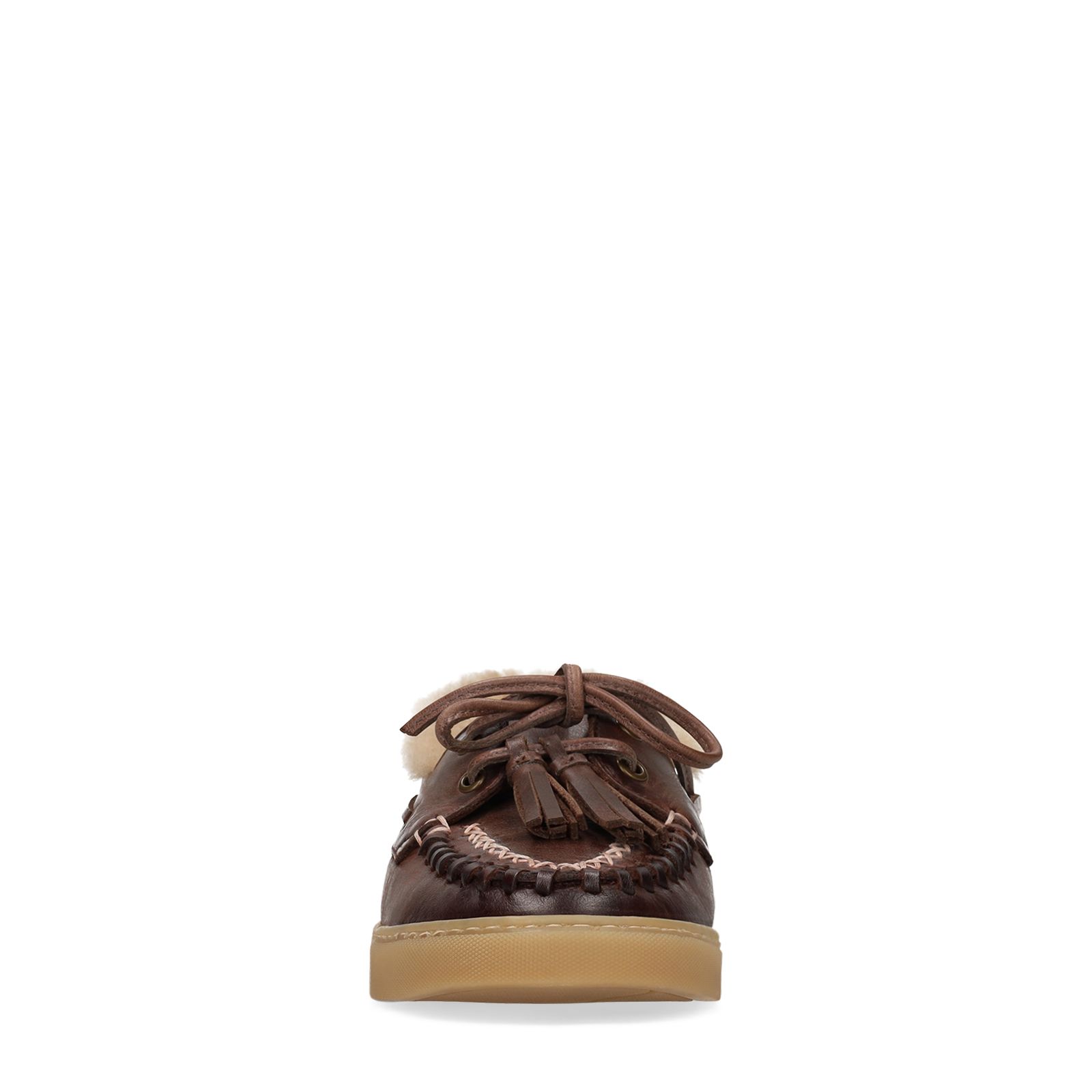 Bruine leren bootschoenen met fur