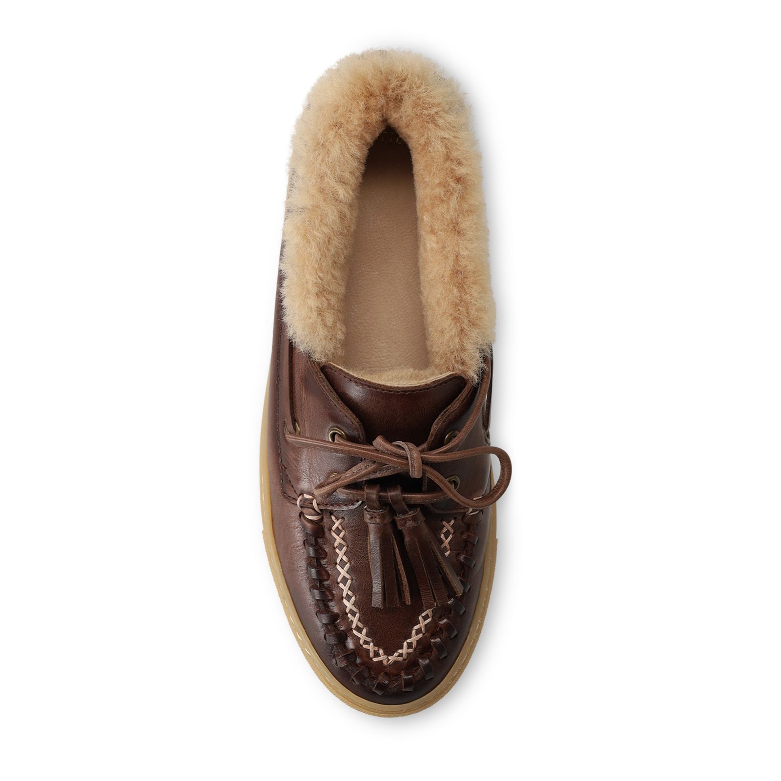 Bruine leren bootschoenen met fur