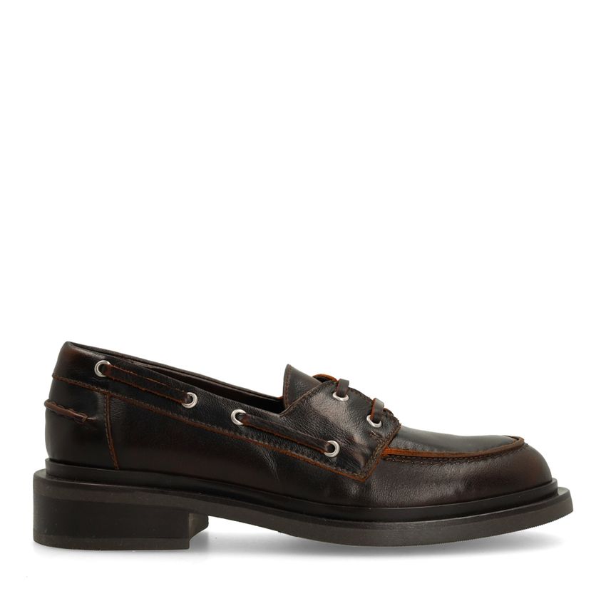 Bruine leren bootschoenen