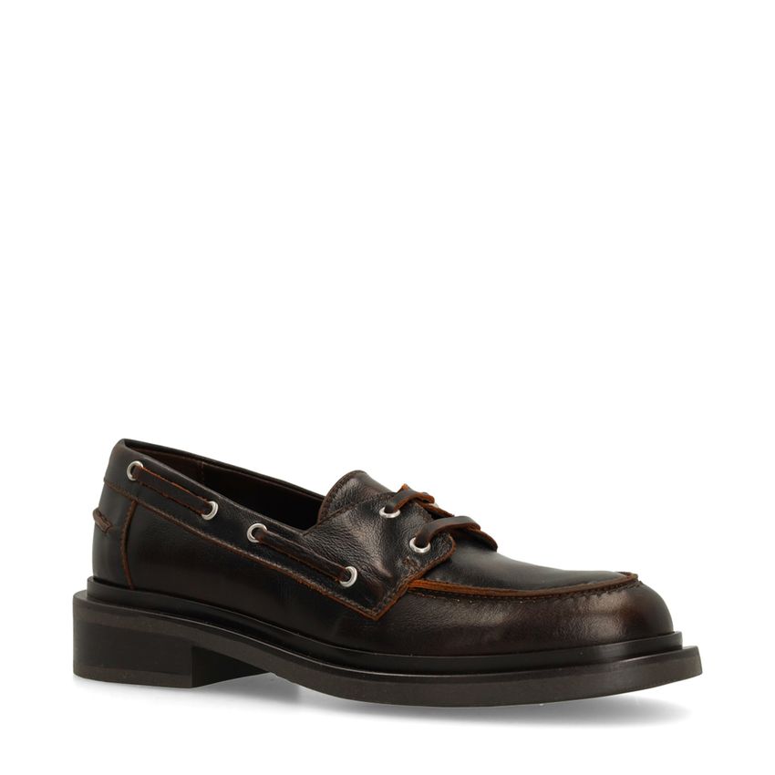 Bruine leren bootschoenen