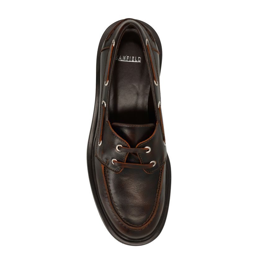 Bruine leren bootschoenen