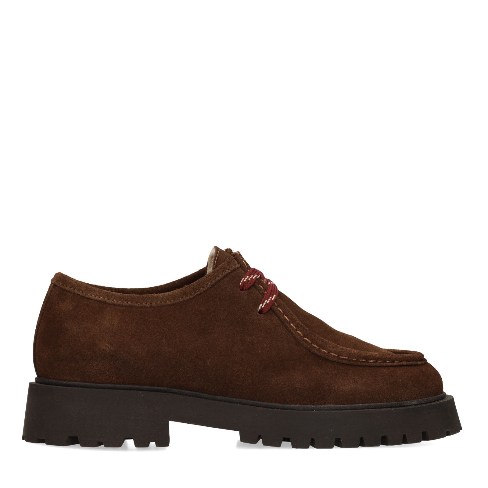 Dunkelbraune Schnürschuhe aus Veloursleder