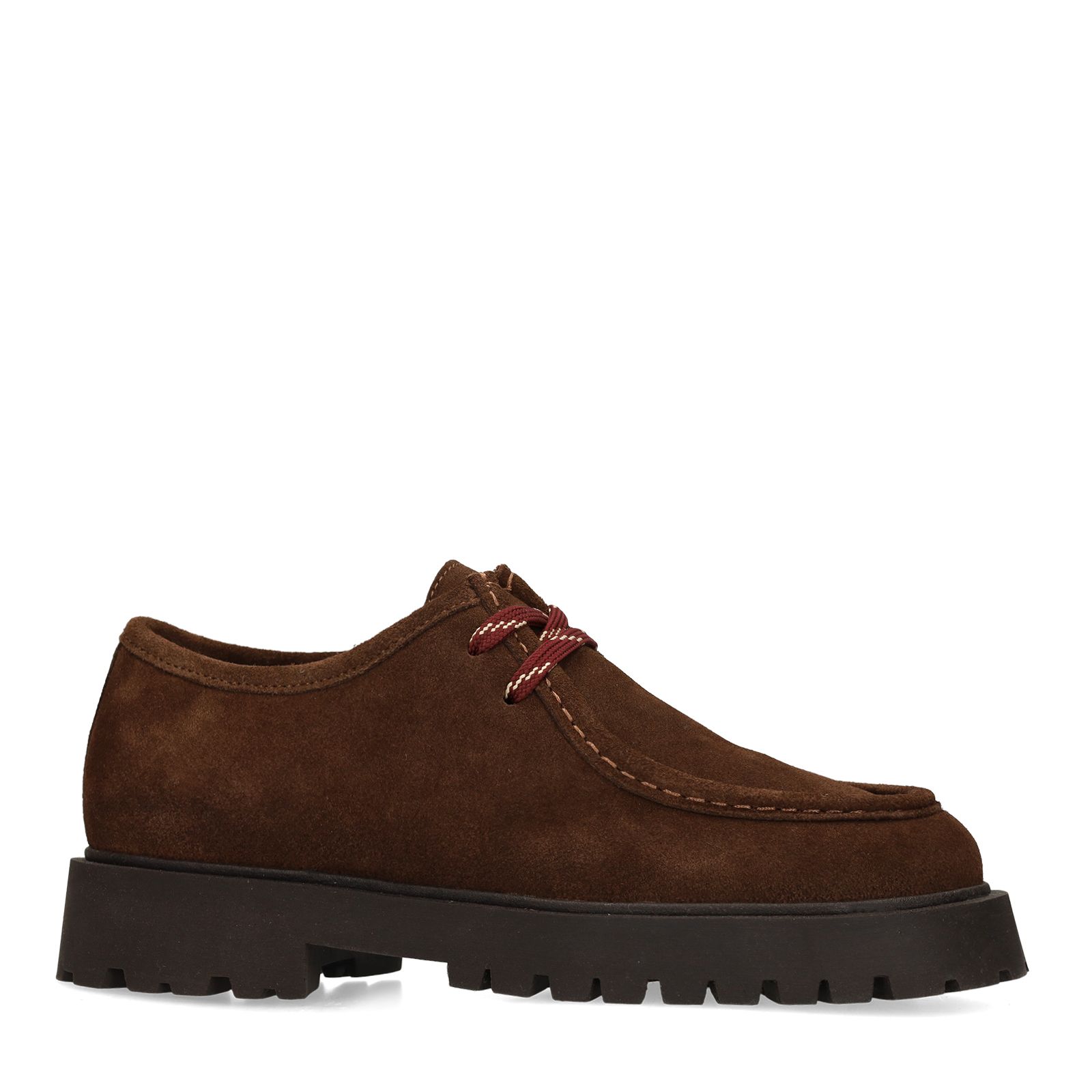 Dunkelbraune Schnürschuhe aus Veloursleder