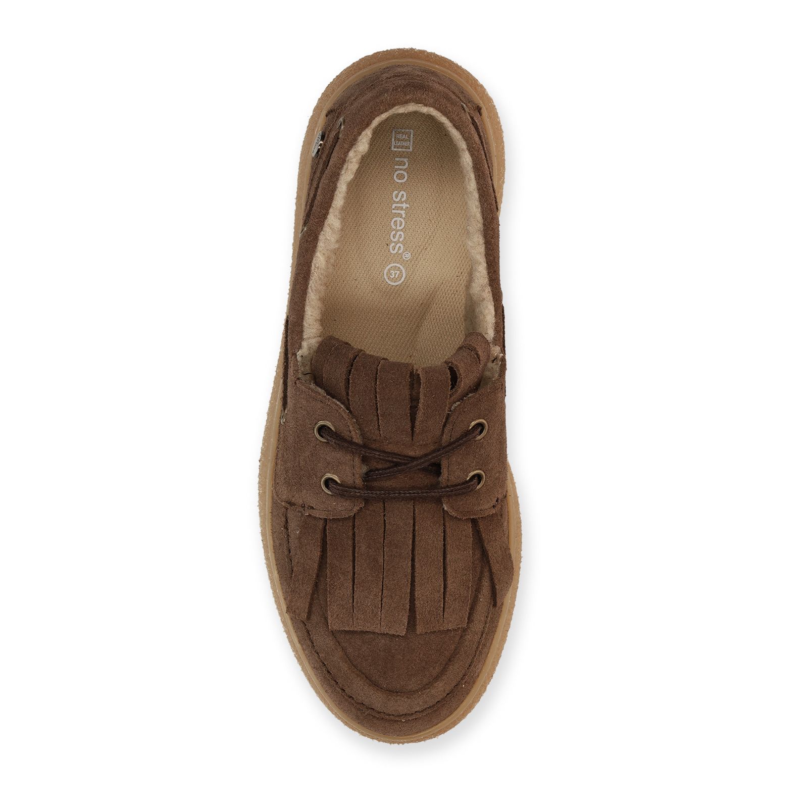 Braune Veloursleder-Loafer mit Kunstfellfutter