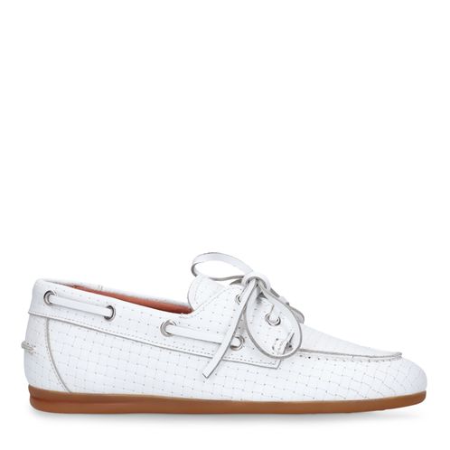 Witte geweven boatloafers