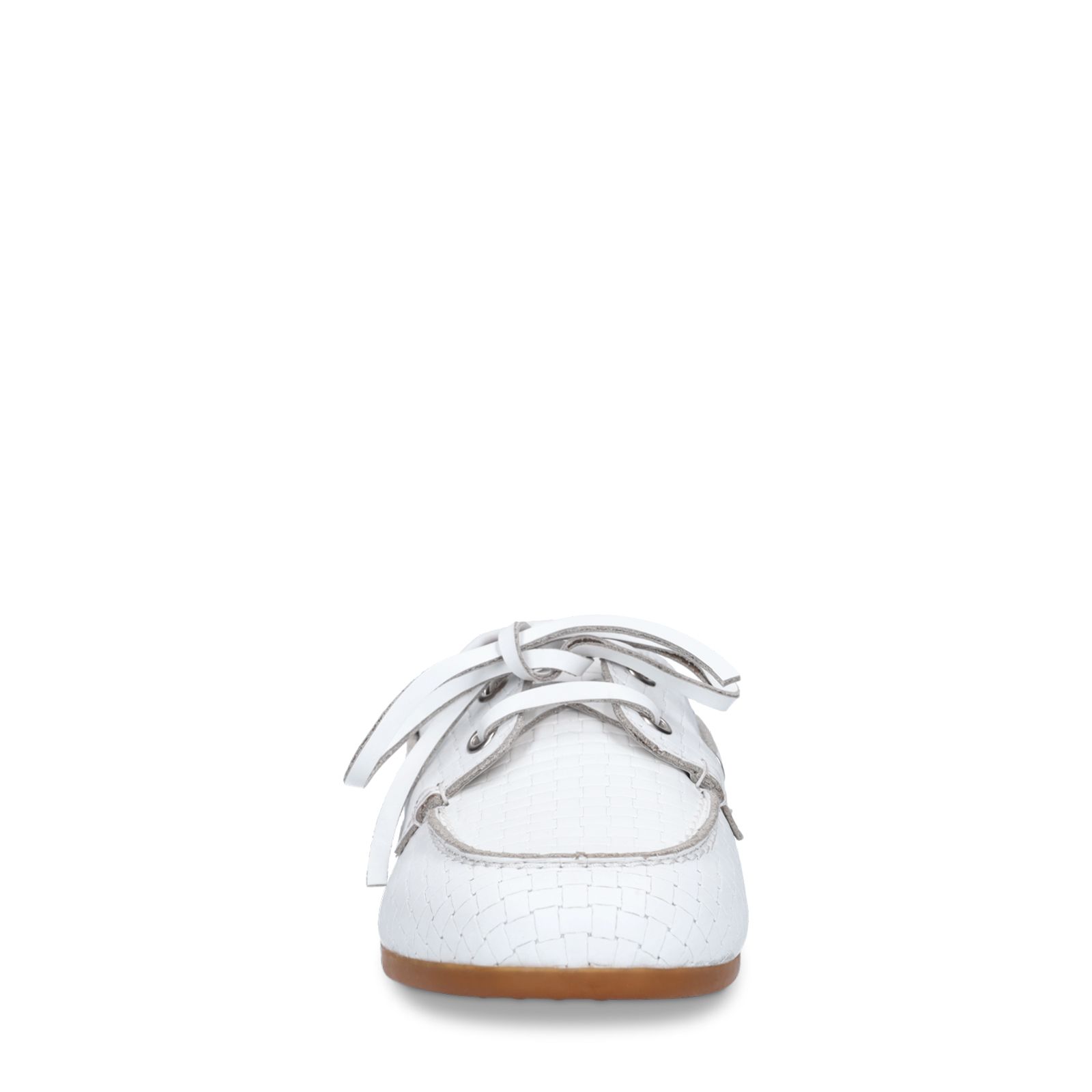 Witte geweven boatloafers