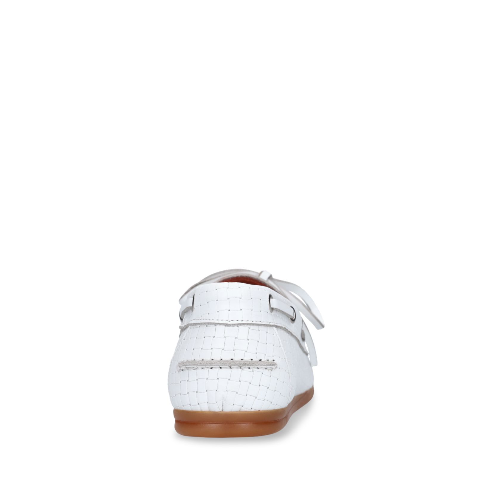 Witte geweven boatloafers