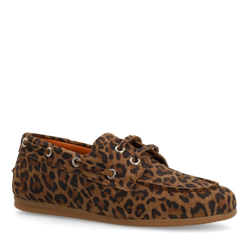Veloursleder-Bootsschuhe mit Leoprint