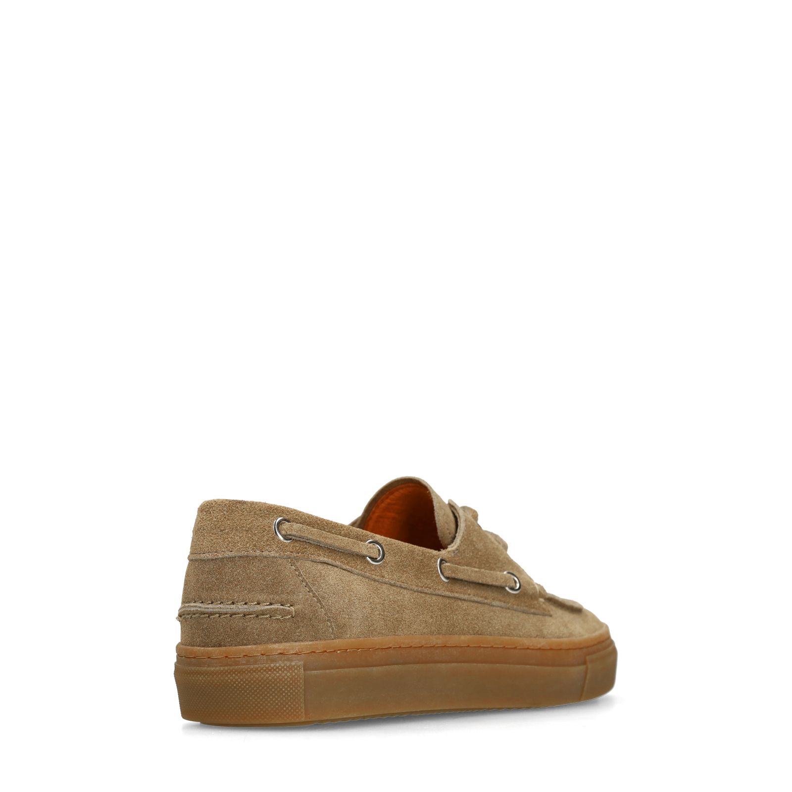 Taupefarbene Bootsschuhe aus Veloursleder