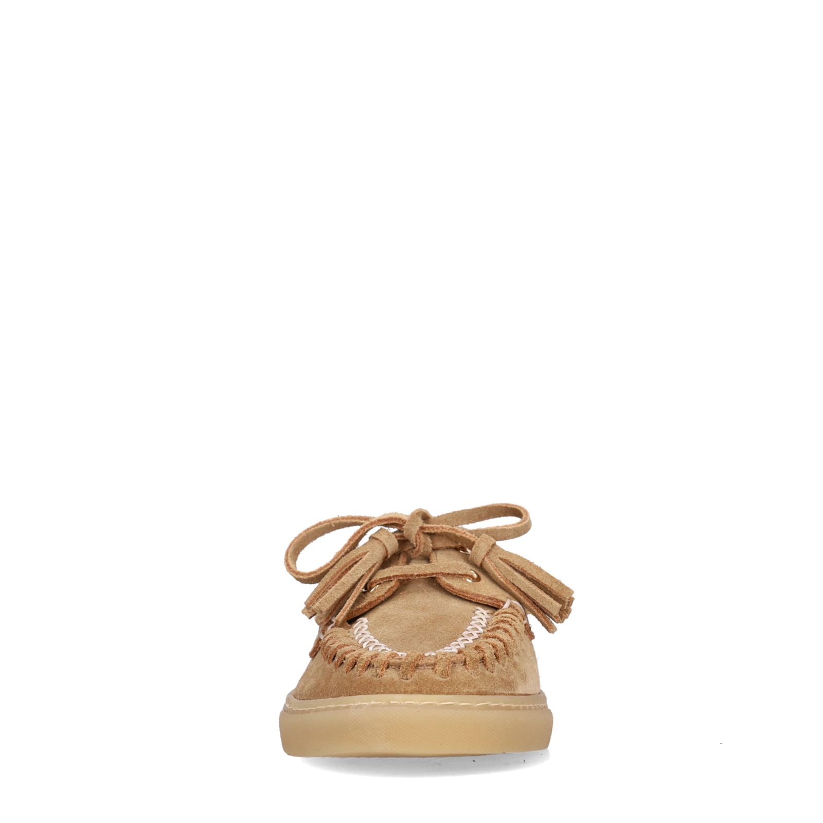 Cognacfarbene Bootsschuhe aus Veloursleder